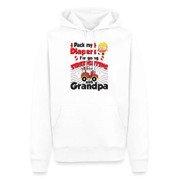Emballe mes couches, je vais chez grand-père pompier - Sweat à capuche Premium bio Homme - blanc - Devant - Nico (187cm)