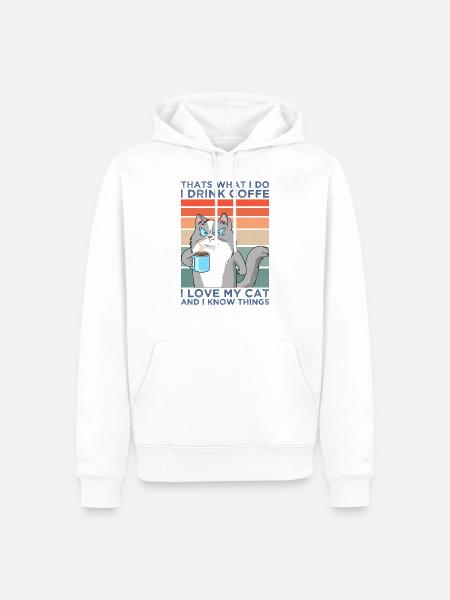 Sjove katte kaffe meme kat ven gave - Herre Premium økologisk hoodie - hvid