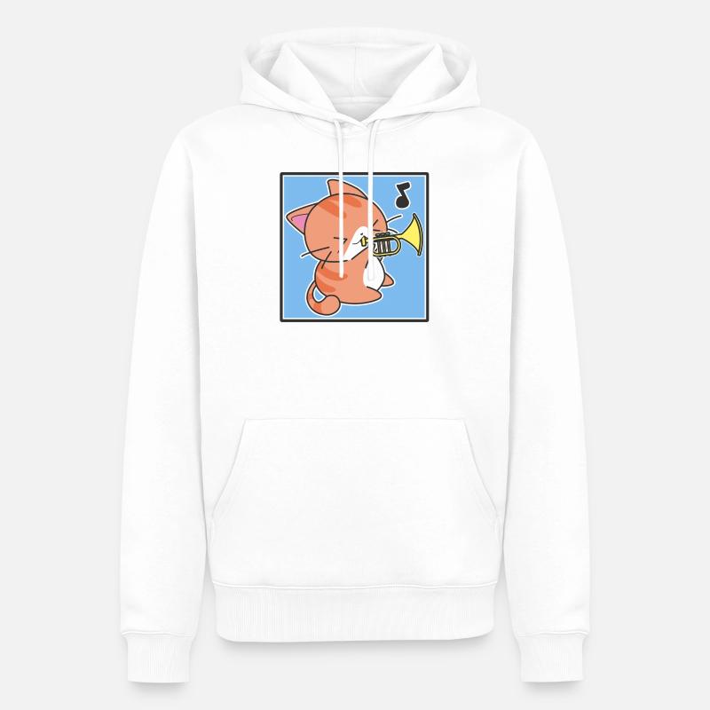 Trompeter Katze - Männer Premium Bio Hoodie - Weiß