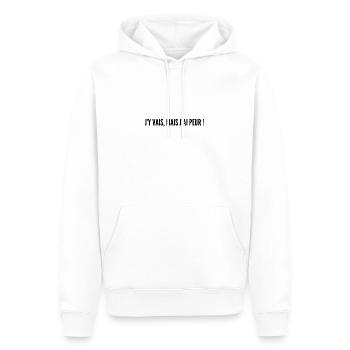 J'y vais, mais j'ai peur ! - Sweat à capuche Premium bio Homme - blanc - Devant - Nico (187cm)