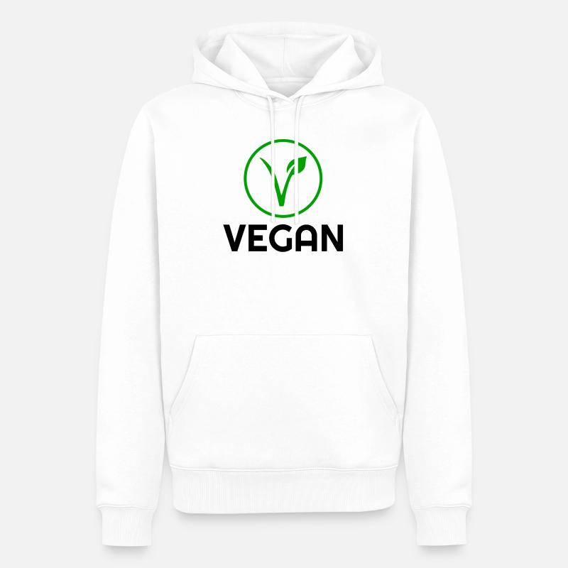 Vegan avec logo cercle vert - Sweat à capuche Premium bio Homme - blanc