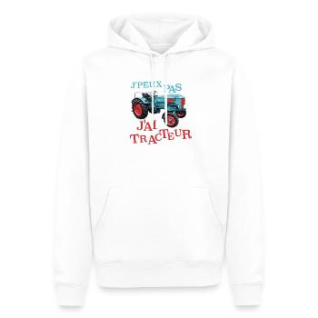 J'peux pas j'ai tracteur - Sweat à capuche Premium bio Homme - blanc - Devant - Nico (187cm)