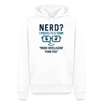 Nerd Intelligent - Sweat à capuche Premium bio Homme - blanc - Devant - Nico (187cm)