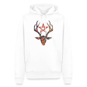 hirschkopf mit pentagramm e 202 - Männer Premium Bio Hoodie - Weiß - Vorne - Nico (187cm)