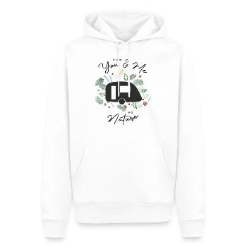 You - Me - Caravane - Sweat à capuche Premium bio Homme - blanc - Devant - Nico (187cm)