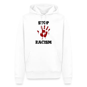 racisme, arrêter le racisme, le racisme t-shirts, le racisme à capuche - Sweat à capuche Premium bio Homme - blanc - Devant - Nico (187cm)