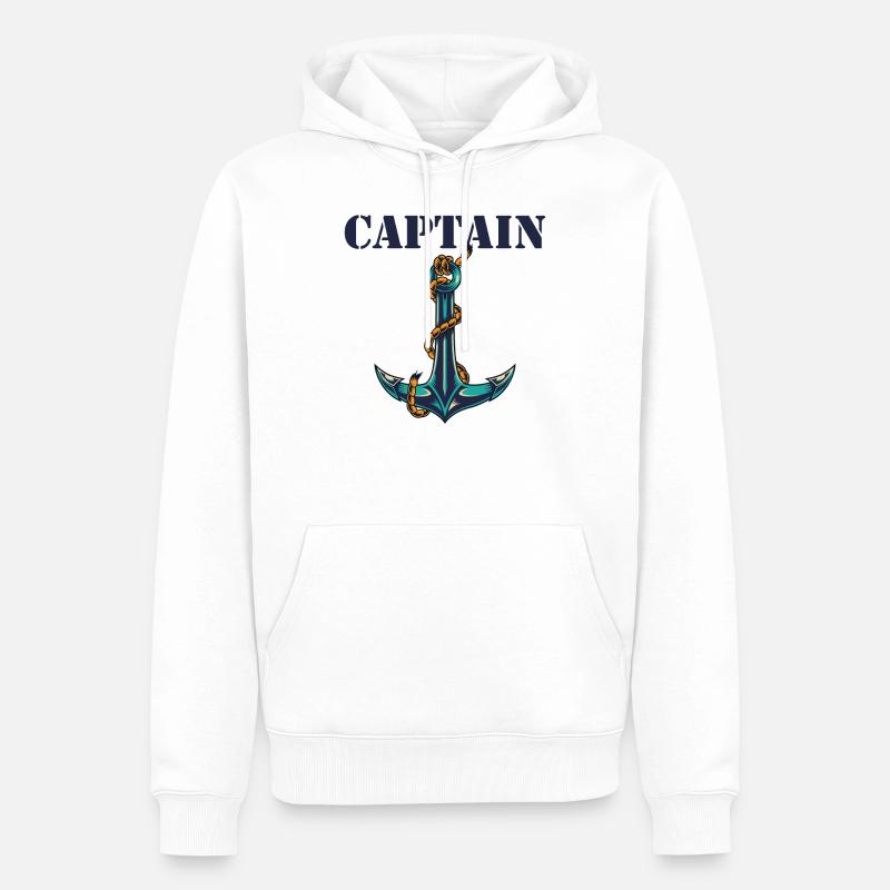 Captain and First Mate Matching - Sweat à capuche Premium bio Homme - blanc
