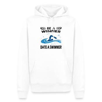 Les nageurs sont gagnants Drôle de rengaine natation - Sweat à capuche Premium bio Homme - blanc - Devant - Nico (187cm)