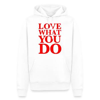 Love What You Do– Weisheit, Motivation, rot - Männer Premium Bio Hoodie - Weiß - Vorne - Nico (187cm)
