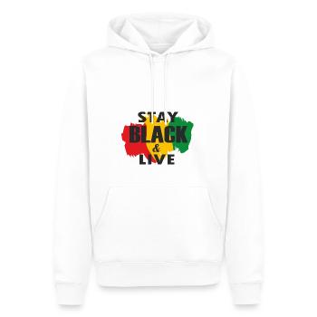 Juneteenth Day 1865, Restez noir et vivez - Sweat à capuche Premium bio Homme - blanc - Devant - Nico (187cm)