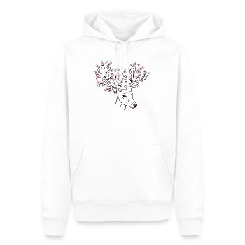 Chevreuil cerf fleur fleur floral printemps - Sweat à capuche Premium bio Homme - blanc - Devant - Nico (187cm)