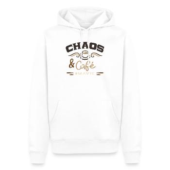 Chaos und #mavie Kaffee - Männer Premium Bio Hoodie - Weiß - Vorne - Nico (187cm)