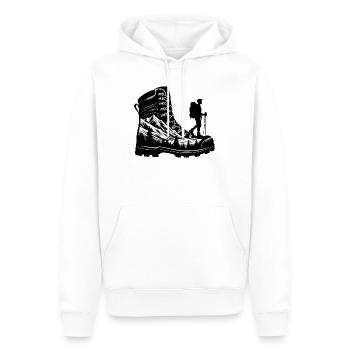 Drawing Hiker Mountain Hiking Shoe - Men’s Premium Organic Hoodie - white - Front - Nico (187cm)