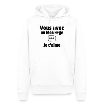 Nachricht, SMS, Valentinstag, Ich liebe dich - Männer Premium Bio Hoodie - Weiß - Vorne - Nico (187cm)