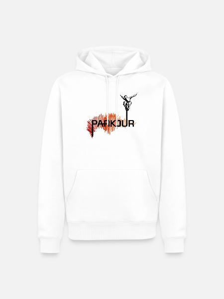 Parkour Ninja - couleur - Sweat à capuche Premium bio Homme - blanc