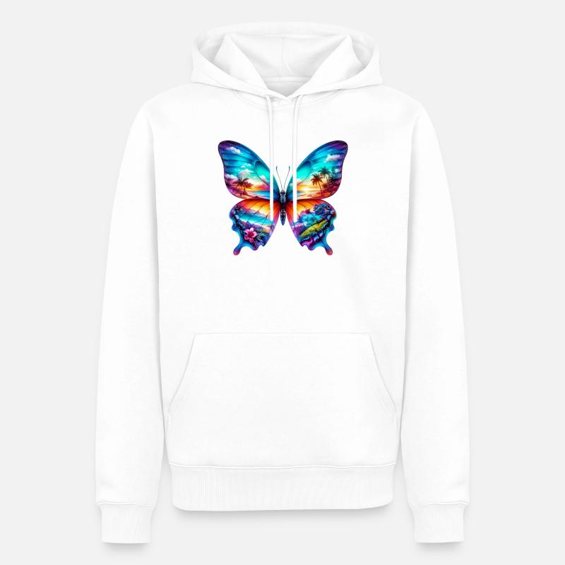 Papillon - Sweat à capuche Premium bio Homme - blanc