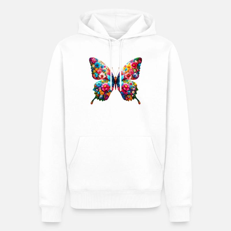 Papillon - Sweat à capuche Premium bio Homme - blanc
