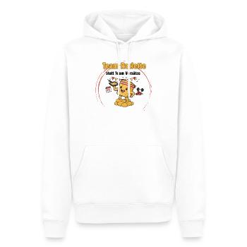 Team Raclette – La puissance du fromage avec humour - Sweat à capuche Premium bio Homme - blanc - Devant - Nico (187cm)