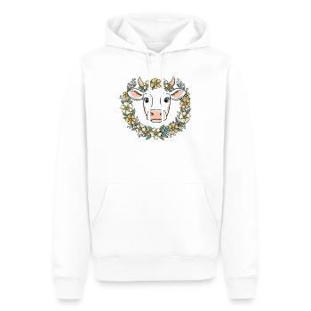 Kuh Blumenkranz Boho Frühling Vektor - Männer Premium Bio Hoodie - Weiß - Vorne - Nico (187cm)