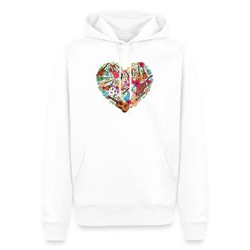 Cœur uké en ukulélé hawaïen - Sweat à capuche Premium bio Homme - blanc - Devant - Nico (187cm)