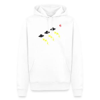 UFO Invasion Blitz Angriff Alien Vektor - Männer Premium Bio Hoodie - Weiß - Vorne - Nico (187cm)