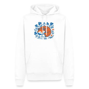 Renard endormi dans le jardin nocturne floral - Sweat à capuche Premium bio Homme - blanc - Devant - Nico (187cm)