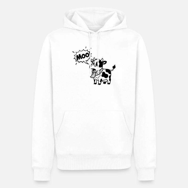 Witzige Kuh Moo Comic Sprechblase - Männer Premium Bio Hoodie - Weiß
