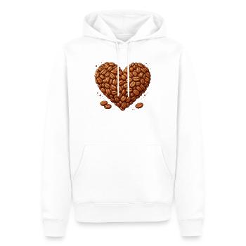Illustration des grains du cœur du café - Sweat à capuche Premium bio Homme - blanc - Devant - Nico (187cm)