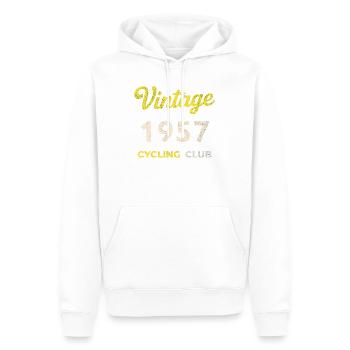 Millésime 1957 – Année de naissance rétro du Cycling Club - Sweat à capuche Premium bio Homme - blanc - Devant - Nico (187cm)