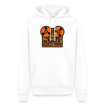 Tonbandgerät Audio Podcast Studio - Männer Premium Bio Hoodie - Weiß - Vorne - Nico (187cm)