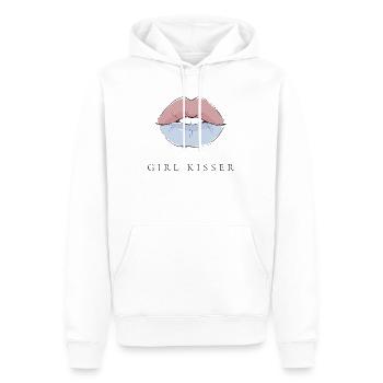Mois de la Fierté LGBTQ - Fierté lesbienne - Girl Kisser - Sweat à capuche Premium bio Homme - blanc - Devant - Nico (187cm)