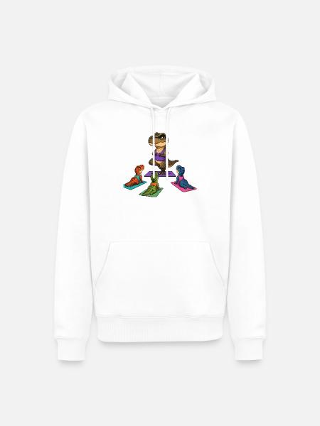 Dino Yoga Leader: Yogamatten Parade - Männer Premium Bio Hoodie - Weiß