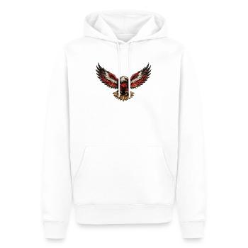Roter Adler im Sturmflug-Design Deutschland  - Männer Premium Bio Hoodie - Weiß - Vorne - Nico (187cm)