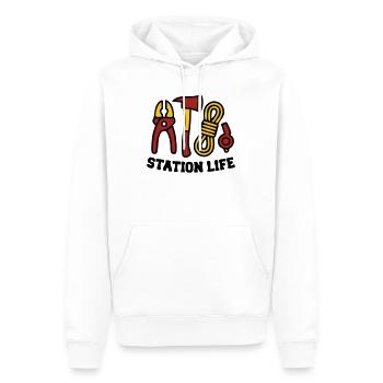 Icône de la brigade des pompiers de la Station Life - Sweat à capuche Premium bio Homme - blanc - Devant - Nico (187cm)