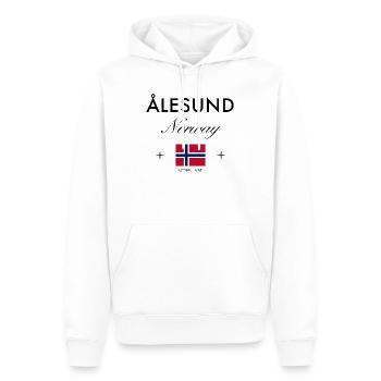 Ålesund, Norway, coordinates, travel, souvenir - Men’s Premium Organic Hoodie - white - Front - Nico (187cm)