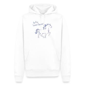 Isi Pisi Lemon Squeezi Blue par Maison Bichon - Sweat à capuche Premium bio Homme - blanc - Devant - Nico (187cm)