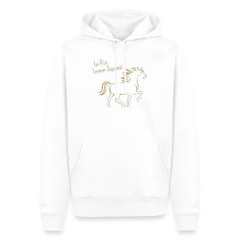 Isi Pisi Lemon Squeezi - Orange - par Maison Bichon - Sweat à capuche Premium bio Homme - blanc - Devant - Nico (187cm)