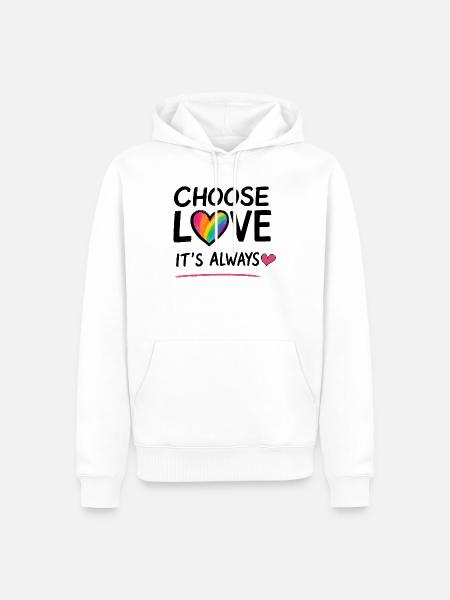 ICH WÄHLE LIEBE - Männer Premium Bio Hoodie - Weiß