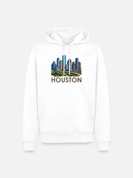 Houston Skyline Stadtlandschaft - Männer Premium Bio Hoodie - Weiß