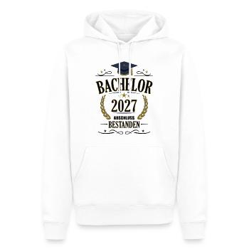 Bachelor 2027 - Männer Premium Bio Hoodie - Weiß - Vorne - Nico (187cm)