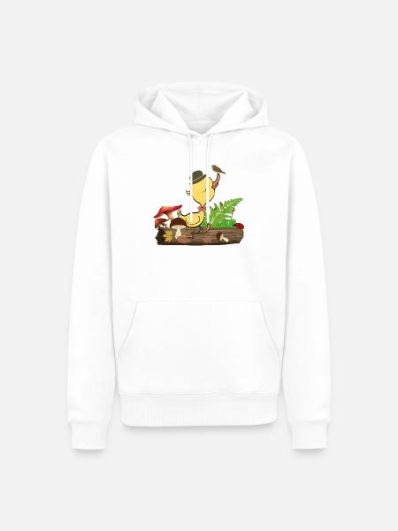 Ente mit Hut im Wald - Männer Premium Bio Hoodie - Weiß