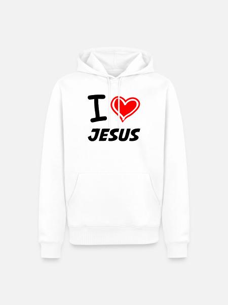 I Love Jesus - Männer Premium Bio Hoodie - Weiß
