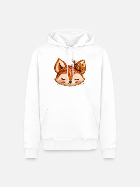 Niedlicher Fuchs im Herbstlaub  - Männer Premium Bio Hoodie - Weiß