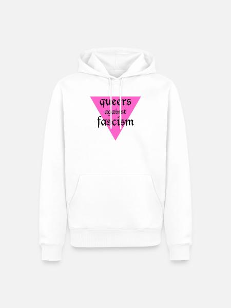 Schwule gegen den Faschismus - Männer Premium Bio Hoodie - Weiß