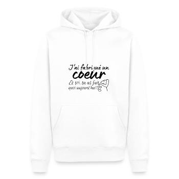 jai fabriqué un coeur, grossesse - Sweat à capuche Premium bio Homme - blanc - Devant - Nico (187cm)