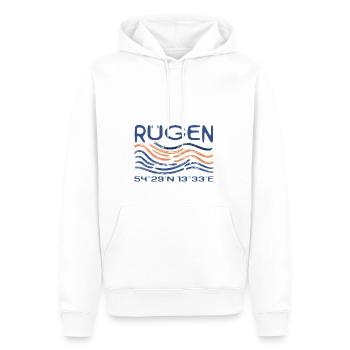 Rügen Mer Baltique Falaises de craie Coordonnées GPS de l’île - Sweat à capuche Premium bio Homme - blanc - Devant - Nico (187cm)