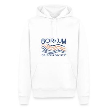 Borkum GPS Koordinaten Nordsee Insel Leuchtturm - Männer Premium Bio Hoodie - Weiß - Vorne - Nico (187cm)