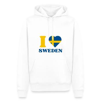 J’aime la Suède - Sweat à capuche Premium bio Homme - blanc - Devant - Nico (187cm)