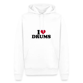 I Love Drums Schlagzeug - Männer Premium Bio Hoodie - Weiß - Vorne - Nico (187cm)