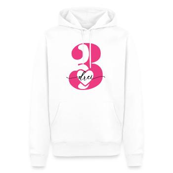 Digit Three 3 with Heart - Men’s Premium Organic Hoodie - white - Front - Nico (187cm)